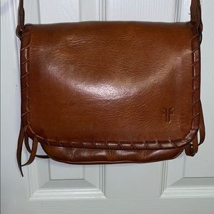 Frye brown leather crossbody bag with tassels